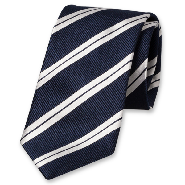 Navy/ wit gestreepte stropdas XL (1)