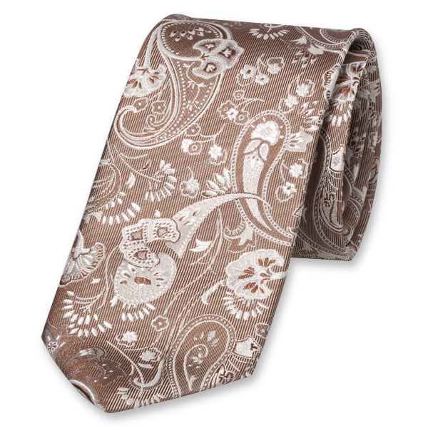 niveau Kapper Groene achtergrond Beige stropdas met paisley dessin