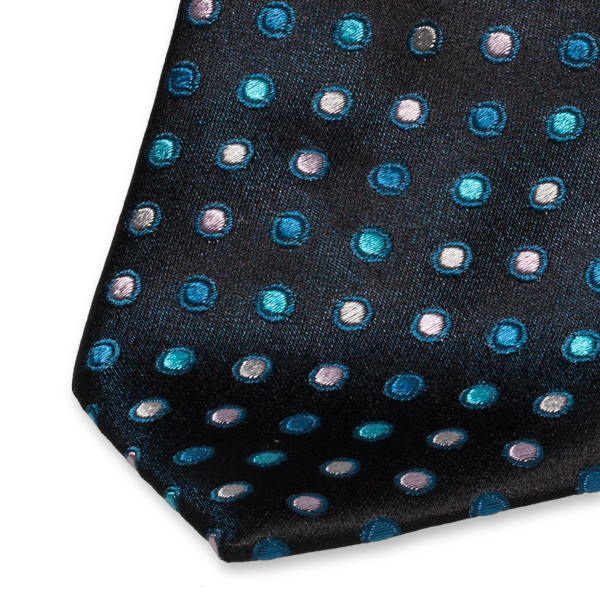 Stropdas met blauw/turquoise stippendessin (2)
