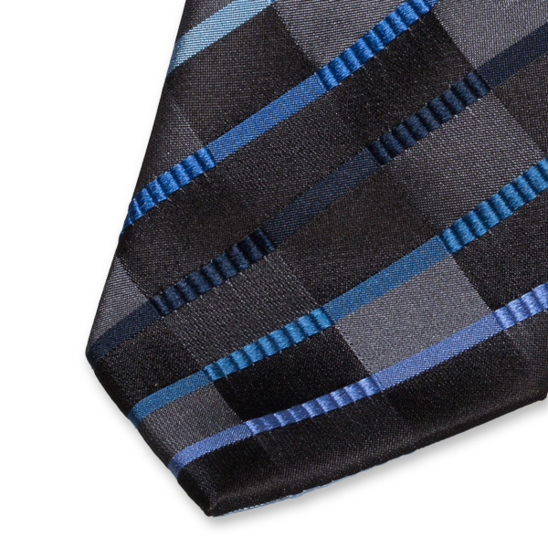 Ruiten stropdas zwart/blauw (2)