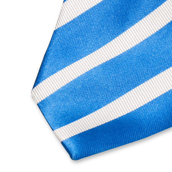 Satijn kobaltblauwe stropdas - witte strepen (2)