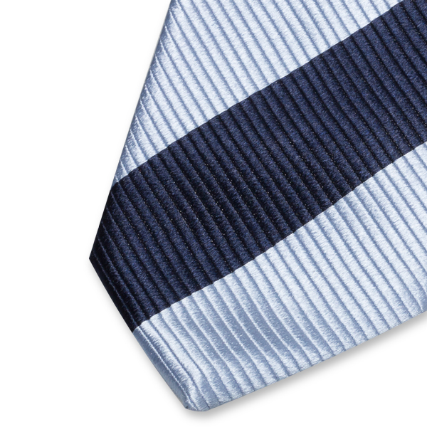 Breed gestreepte stropdas donkerblauw/lichtblauw (2)
