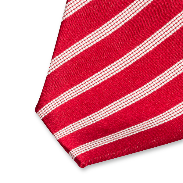 Rode satijn stropdas met fijne strepen (2)