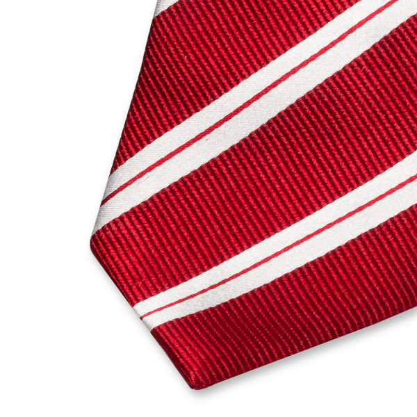 Stropdas rood met dubbele witte strepen (2)